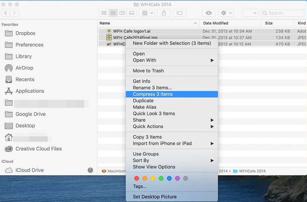 compressing files for email on mac